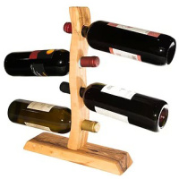 Olive wood wine rack with four holes