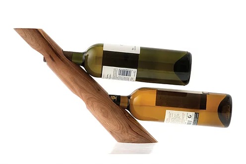 Olive wood wine rack with two holes