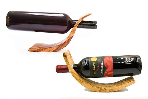 Olive wood wine rack crescent